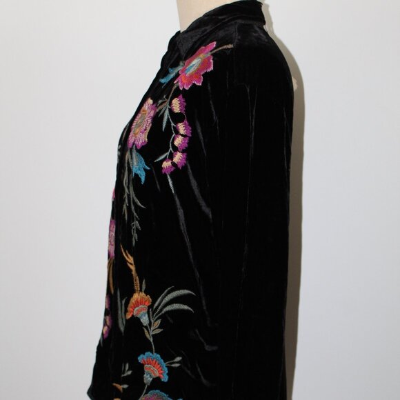 NWT Johnny Was Workshop Biya JWLA Embroidered Velvet Sidonia Pleat Blouse Top - Picture 4 of 7